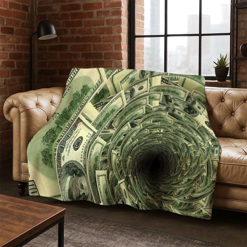 Creative Homewares Unisex Cartoon Dollar Euro Money Rich Flannel Blanket Soft Warm Throw Blanket For Bedroom Living Room Bed Travel Camping Picnic Gift