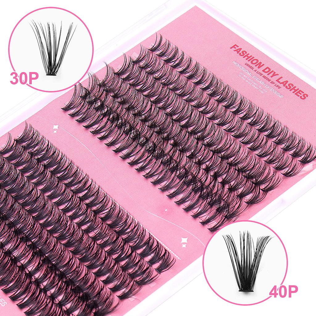 Single Cluster Diy False Eyelashes Large Capacity 30P + 40P Eyelashes Self-Married Eyelash Glue Set