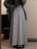 Korean Style High Waist Wool Midi Skirt - A-Line, Solid Color, Chic Slimming Skirt for Women, Autumn/Winter.