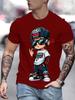 Cotton short sleeved T-shirt for men 2025 trend loose American print casual versatile couple's top cartoon bear pattern casual T