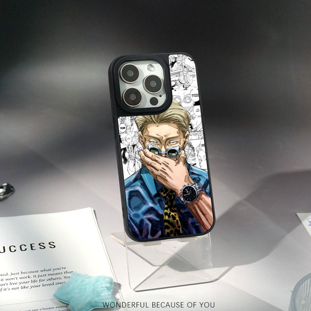 

Чехол для телефона Jujutsu Kaisen Кэнто Нанами для iPhone 17 16 e 15 14 13 12 Pro Max из овчины с серебристой окантовкой, защитный чехол iPhone 14 Plus