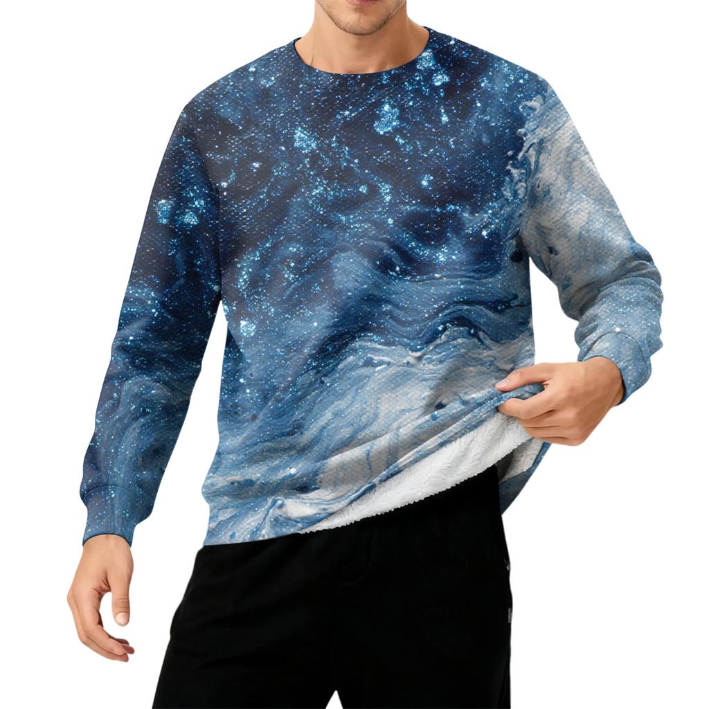 Men's Round Neck Fleece-Lined Thick Warm Sweatshirt
