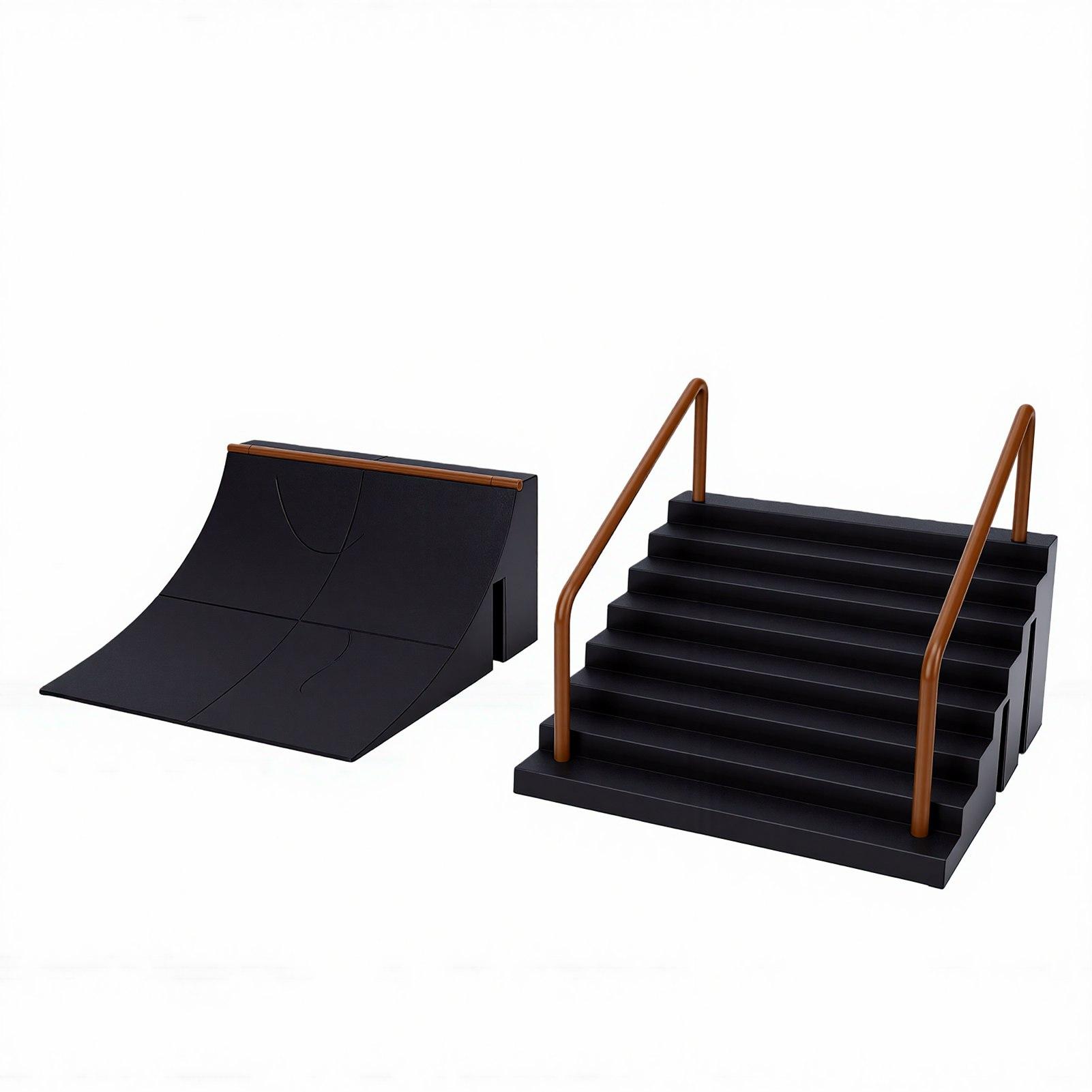 2 Pcs Fingerboard Skate Kit Mini Finger Skateboards Ramp for Fingerboard Lovers Skill Development