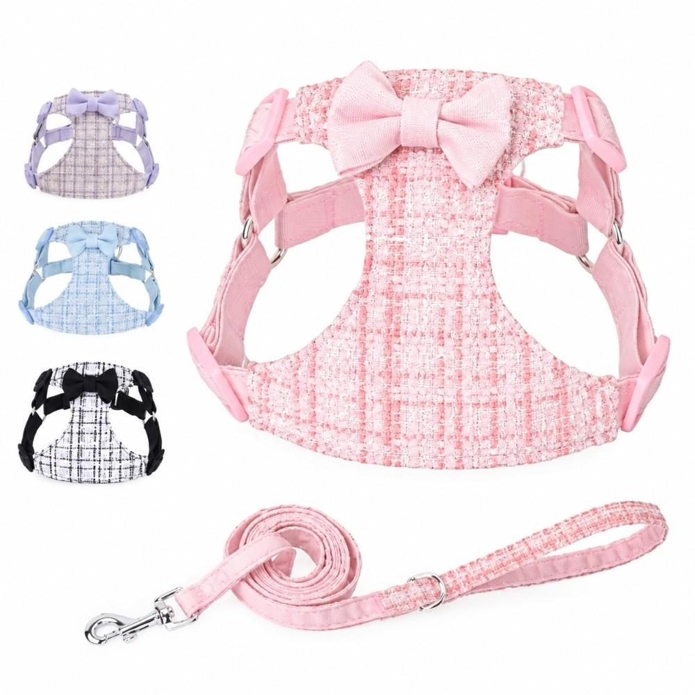 Breathable Mesh Dog Chest Harness Bow Anti-Escape Harness Trendy Pet Chest Harness Pet Walking