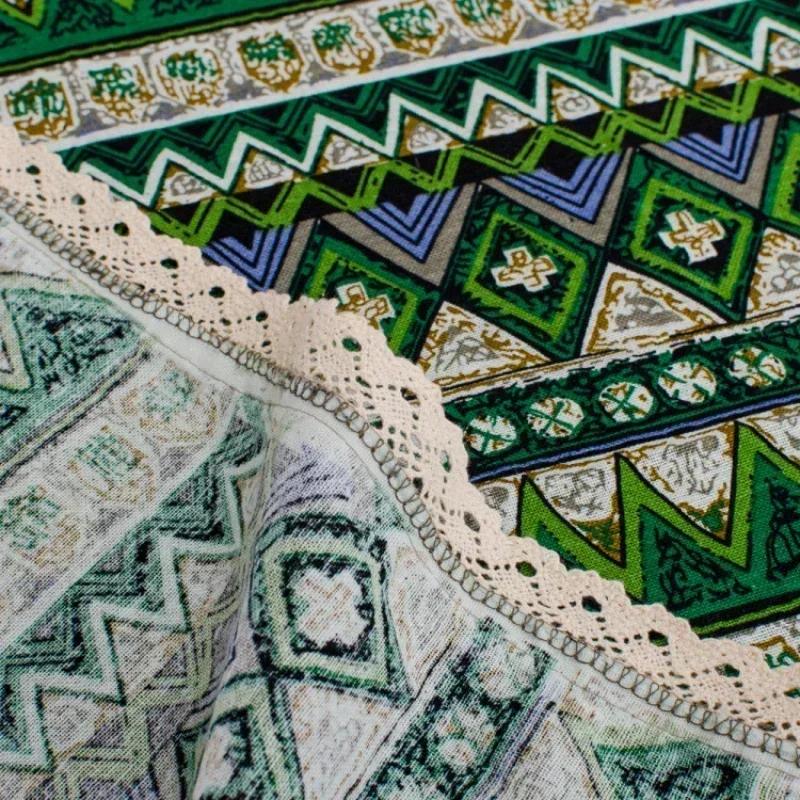 Cotton Linen Striped Desk Cover Hotel Dining Table Cloth Dust Cover Cloth Household Dustproof Decorative Ethnic Tablecloth