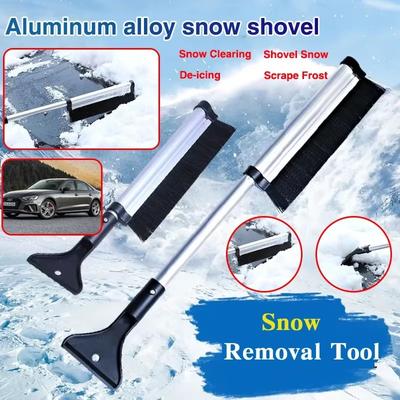 Extendable Telescoping Car Snow Scraper Snowbrush Shovel Removal Brush Winter Car Snow Removal Tool Stainless Steel Shovel
