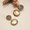 Accessories, French Retro Hollow Flower Plate Earrings, Fashionable Geometric Diamond-Set Long Fringed Earrings