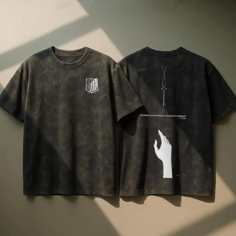 

New Anime Attack on Titan Cotton Washed Peripherals Parentchild Wings of Freedom Logo Graphic Print Men Womeen Tshirts M