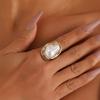 New Baroque Big Pearl Metal Side Rings for Women Charm Stylish Vintage Elegent Jewelry for Women New Year Gifts