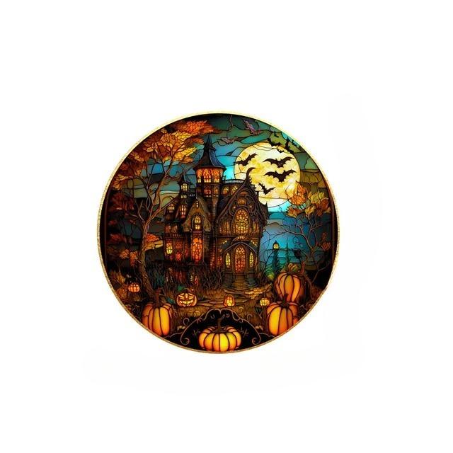 1-10PCS Halloween Stickers with Crow Cat Castle Tree Pumpkin Design Non Adhesive Electrostatic Window Film for Home Decoration