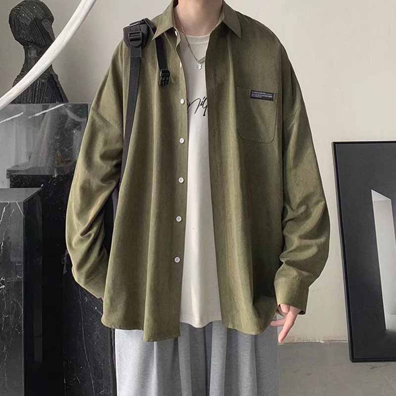 Men's Shirt Multi-color Men's Spring and Autumn Korean Fashion Long-sleeved Shirt Coat