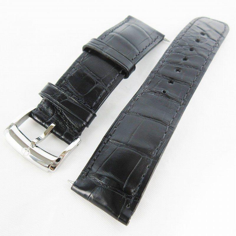 Used Baume & Mercier Watch Leather Strap Genuine Alligator Croco Leather Band Black Lug Width 21mm Buckle Width 20mm Buckle