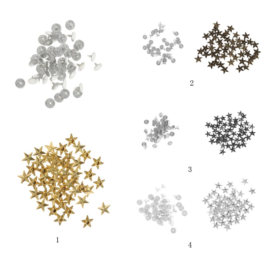 50 Set Rivets Snap Studs Alloy Decorative Spikes Buttons Garment DIY Accessory - Black