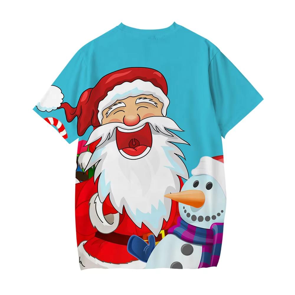 Funny 3D Merry Christmas Print Kids Clothes Casual Short Sleeve T Shirts for Boys Girls 2-14Y Xmas Gift for Children Top