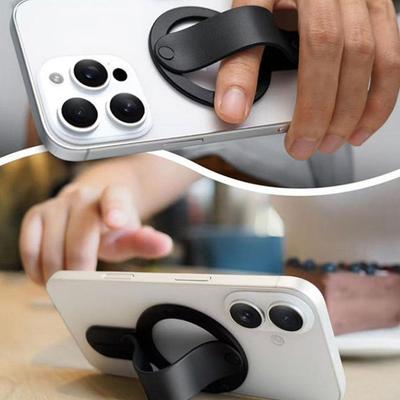 Magnetic Strap Phone Holder Desktop Ring Holder Aluminum Alloy TPU Mobile Phone Portable Anti Drop Finger Strap Holder