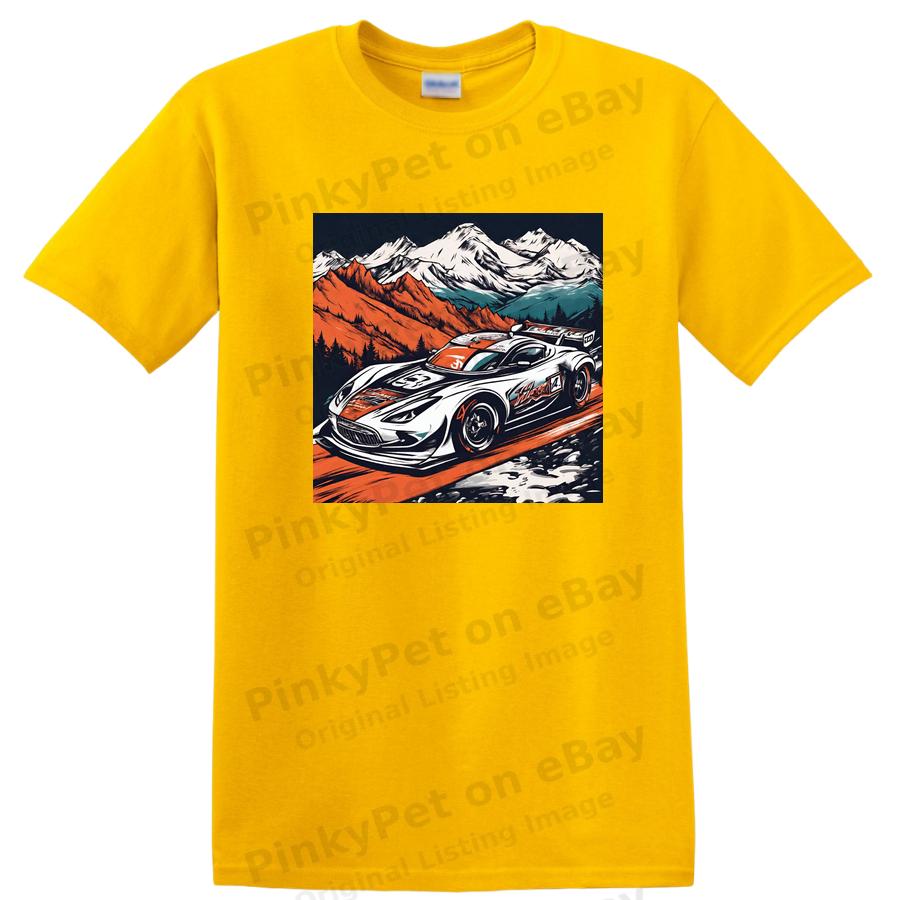 Racing Car Mountain Adventure Graphic T Shirt Cool Car Tee for Drivers