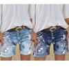 Pantaloncini di Jeans Elasticizzati da Donna a Vita Alta Taglie Forti con Stampa a Bottoni
