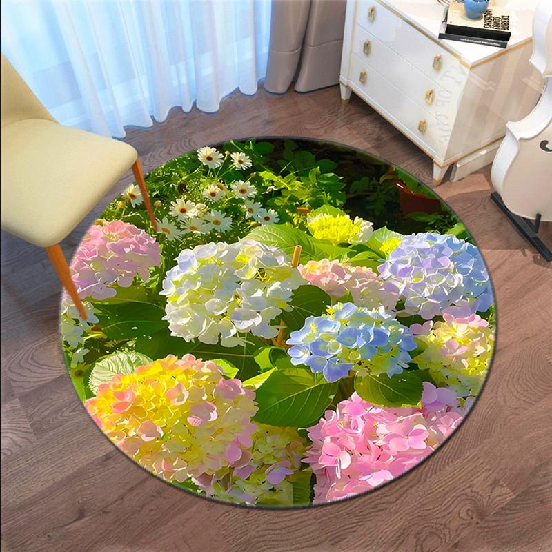 Rose Garden Elegance Round Rug Home Soft Decorative Anti Slip Yoga Table And Chair Mat Carpet Outdoor Floor Mat Carpet S5
