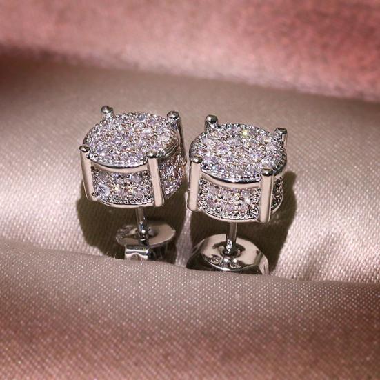 1 Pair Women Stud Earrings Square Rhinestone Wedding Ear Studs Geometric Alloy Earring Daily Commuting Party Ear Jewelry