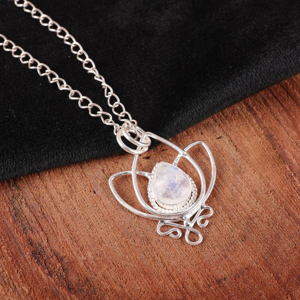 Rainbow Moonstone Pendant Gemstone Jewelry, 925 Solid Sterling Silver Pendant, Handmade Attractive Jewelry Pendant Gift For Her