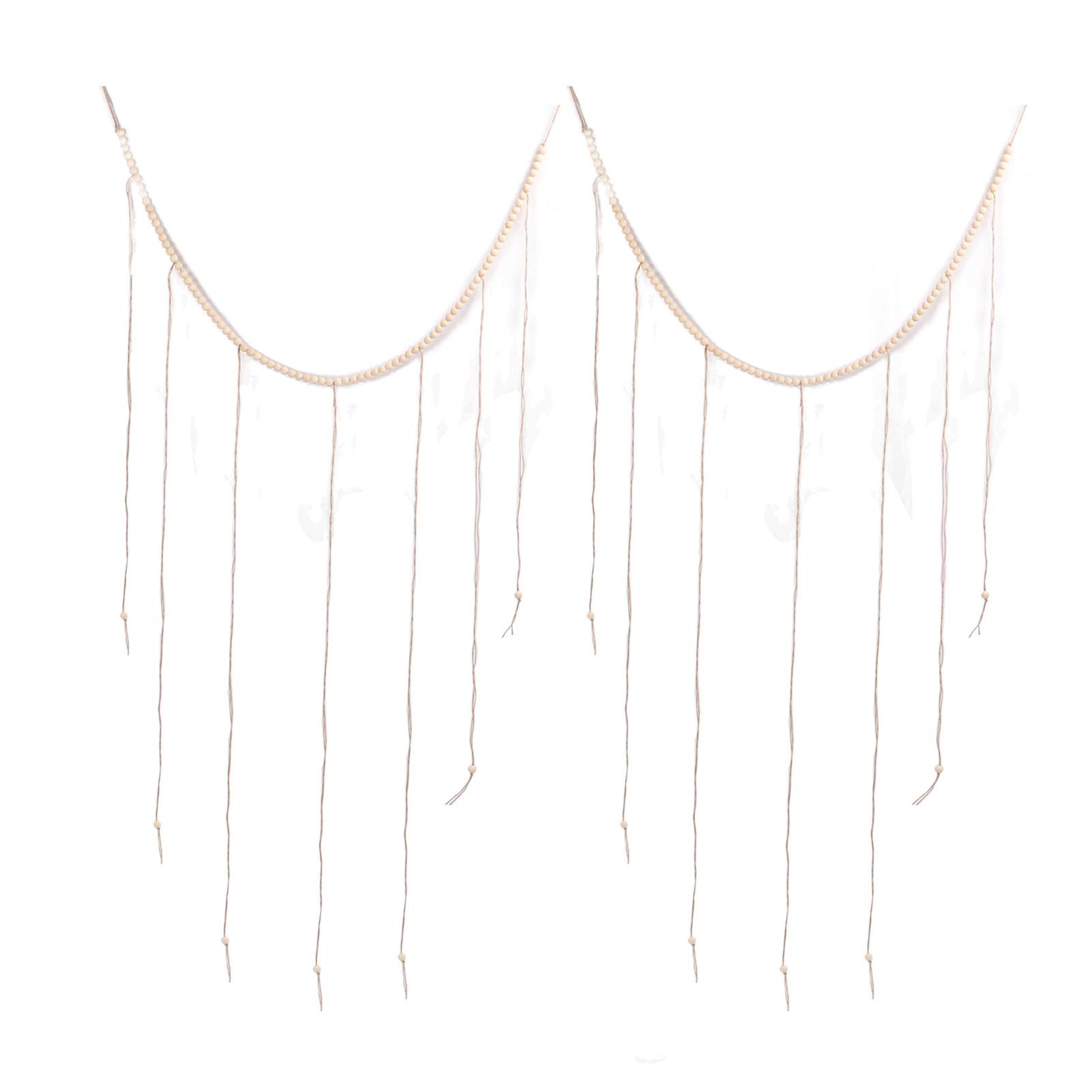 2pcs Hanging Photo Display Wall Decor with Wooden Beads Tassels 145cm Length  Handcrafted