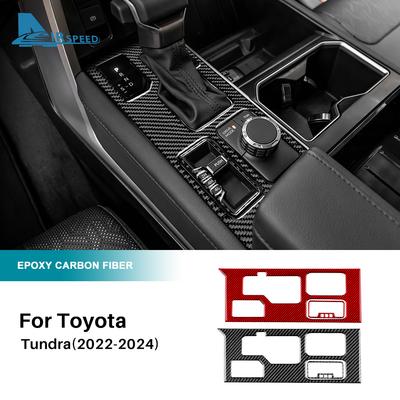 Echter Weicher Kohlefaser-Aufkleber für Toyota Tundra 2022 2023 2024 2025 Auto Schaltgetriebe Panel Rahmen Innenverkleidung LHD Zubehör