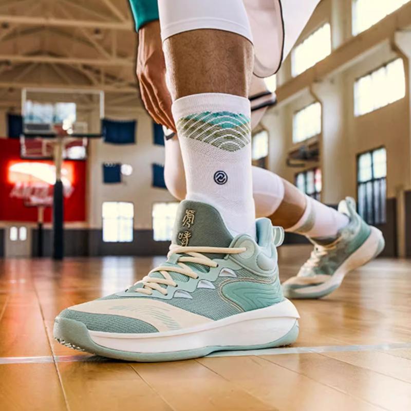 New Anta Tiger Roar Cushioning Anti Slip And Wear Resistant Coverage Mid Top Performance Basketball Shoes Men's Jin Green 112211601Q-2