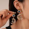 Light Luxury Star Pendant Earrings Ear Jewelry Moon Stud Earrings Vintage Earrings Women  Female