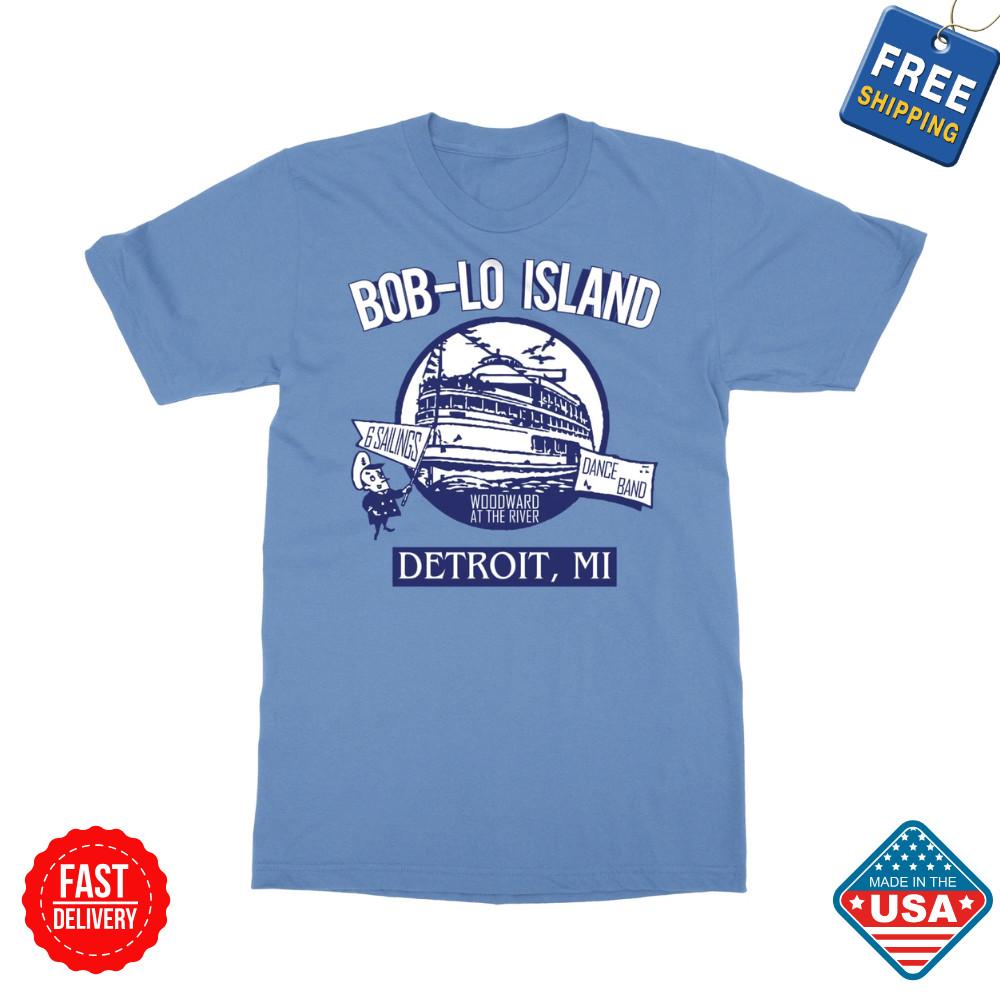 Детройт, Мичиган-Остров Бобло (старинный вид) Унисекс футболка Размеры S-5XL Подарочная футболка Унисекс футболка S