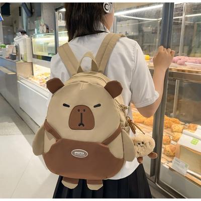 Niedlicher Capybara-Rucksack mit großer Kapazität, mehrfarbig, Kawaii Capibala-Tasche, hochwertige Schüler-Schultasche