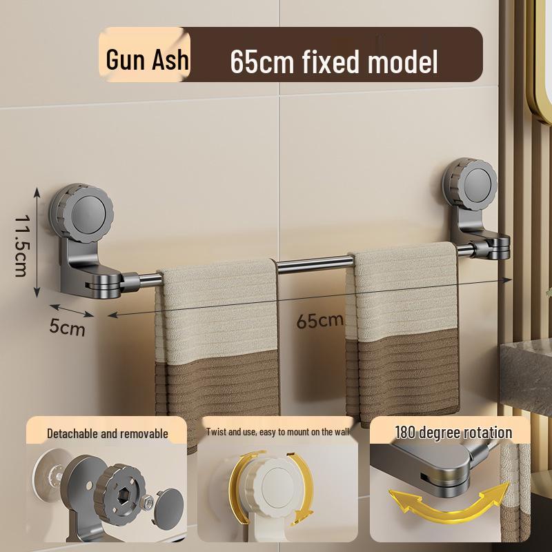 Punch-Free Rotating Towel Rack & Slippers Storage Bar