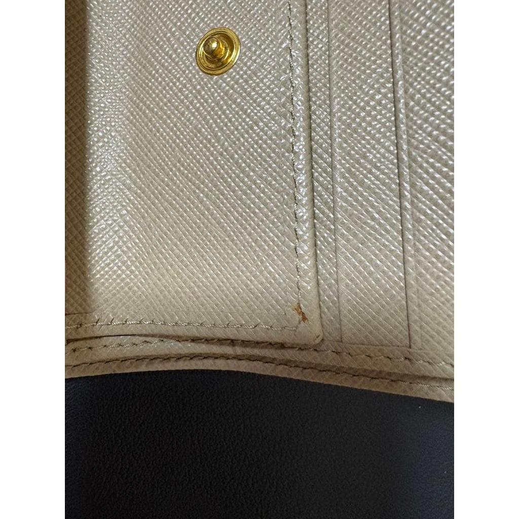 Good Condition PRADA Saffiano Bifold Wallet 1MV204 Beige Box/Card