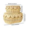 Rattan Storage Basket with Woven Lid Textured Desktop Organizer for Household