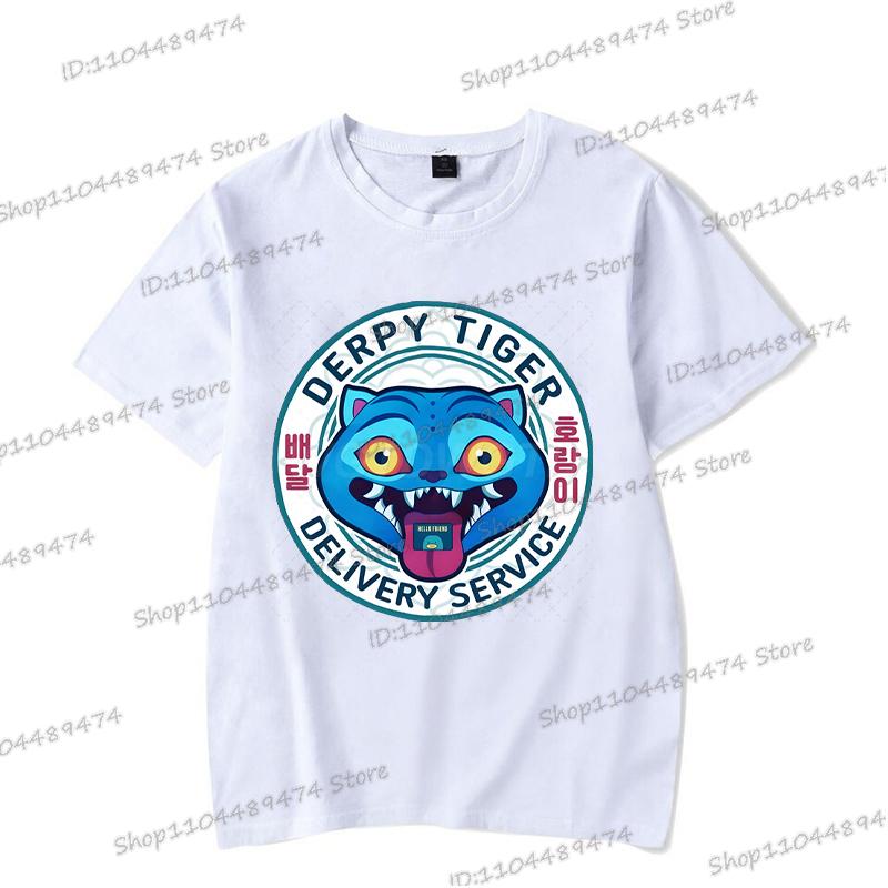 Summer New KPop Demon Hunters T-shirts Vintage Korean Ulzzang Anime Rumi Tiger Saja Boys Tshirts Hip Hop Streetwear Teenage