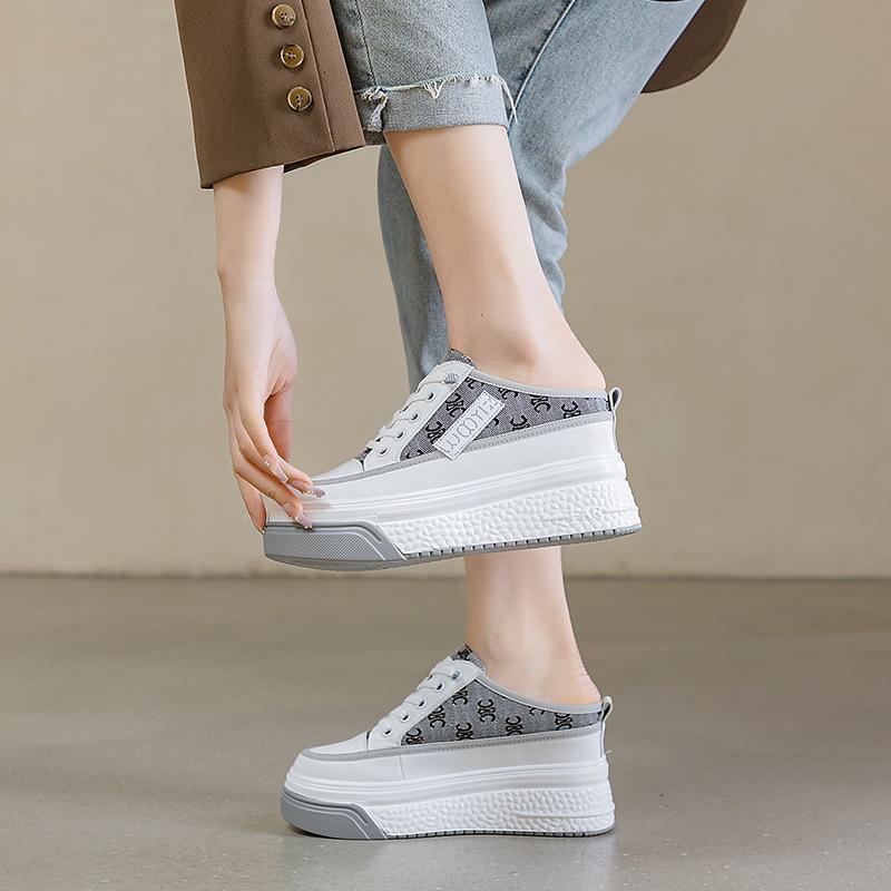 Little white shoes women's 2025 new inner height-increasing women's shoes thick-soled mesh breathable casual shoes versatile bag head slippers women's