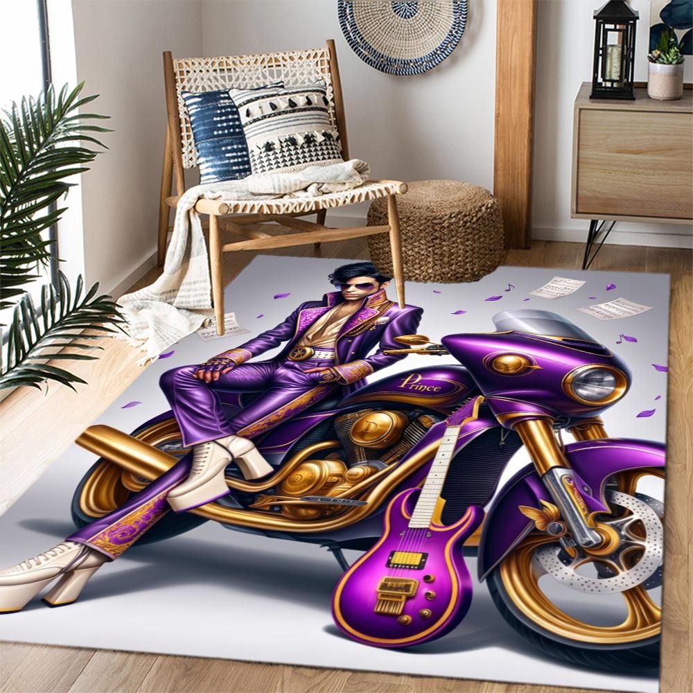 Prince Purple Guitar Performance Carpet Suitable For Outdoor Playrooms Dormitory Study Room Antislip Rug Office Home Decor Wedding Party Gift