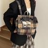 Women's Retro Plaid Backpack: Korean Style Kitten Commuter Handbag for Autumn & Winter
