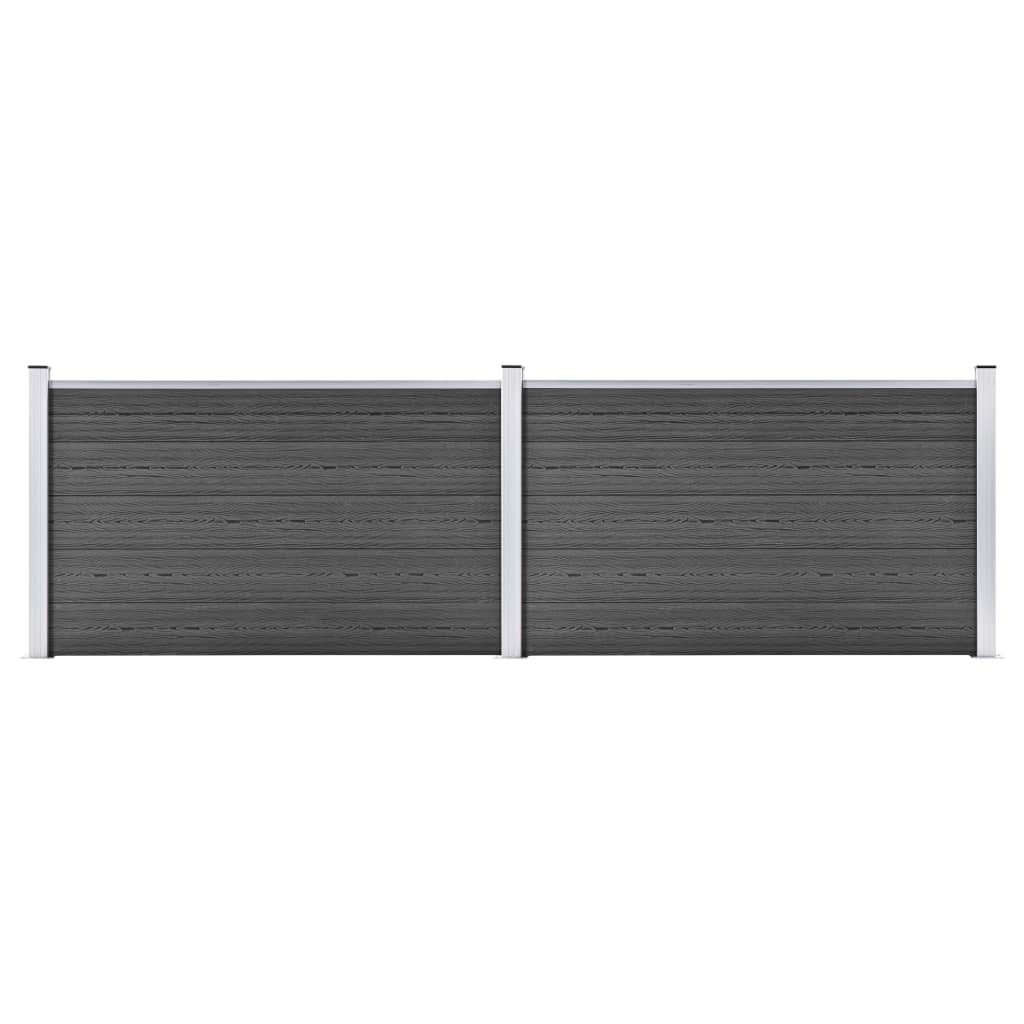 WPC Fence Panel Set 353 X 105 Cm Black