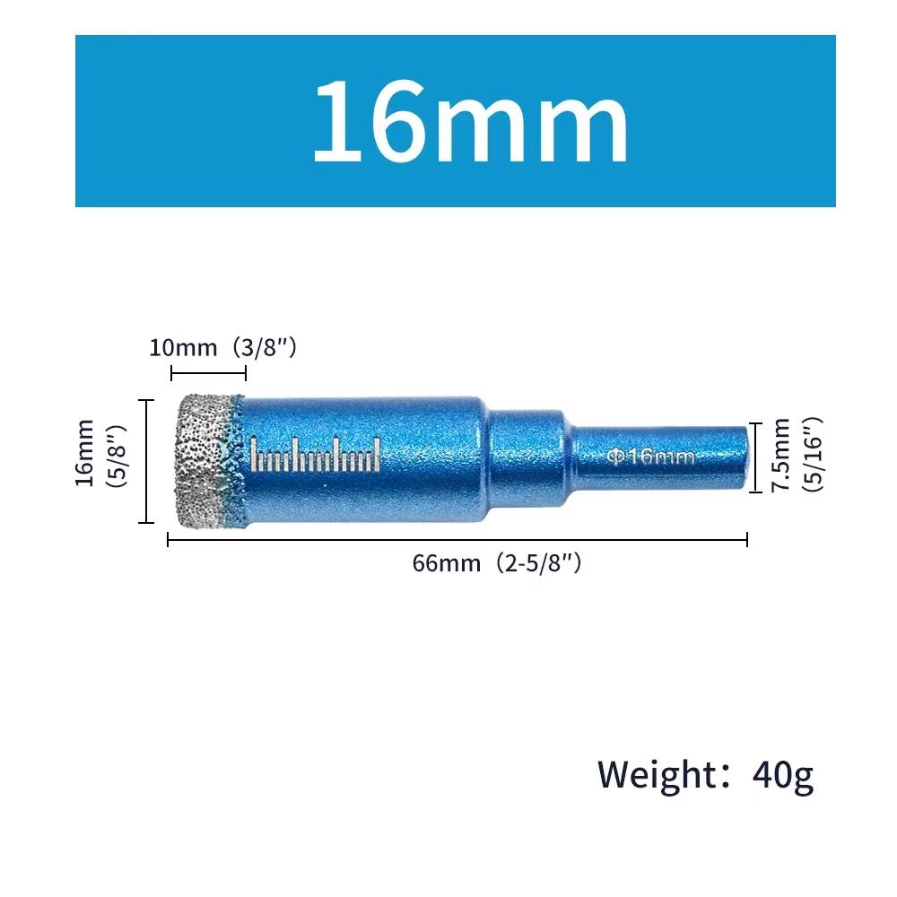 Diamond Brazed Dry Drilling Bit Porcelain Cup Saw Ceramic Marble Granite Tile Hole Opener Hole Saw Cutter 1Pc 5-16mm Round Shank