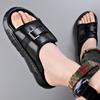 Fashion 2025 New Designer Leather Slippers for Men Summer Wear Men's Beach Shoes Sports Leisure Wear-resistant Breathable Flip-flops Man