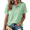 Women's Short Sleeve Shirt Breathable Casual Color Reinforced Collar Top for Outdoor Daily Wear