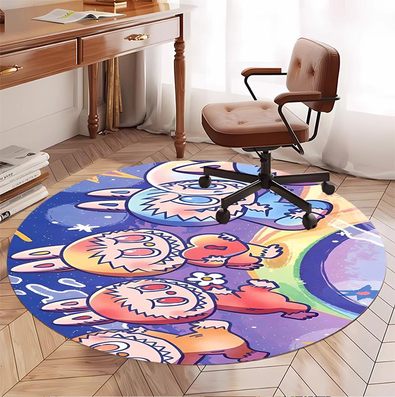 Labubu Pattern Round Rug, Indoor/Outdoor Mat, for Picnic, Gameroom, Bedroom, Office, Living Room, Home Decor Carpet, Birthday Gift