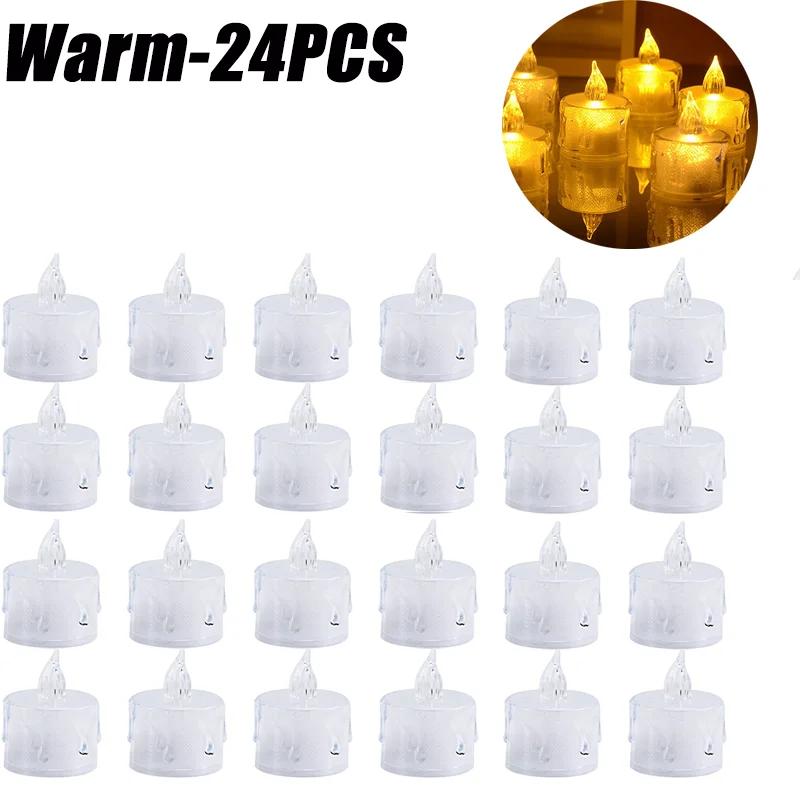 

24 шт./набор Электронные свечи Романтические Прозрачные Светодиодные Свечи-симуляторы Свадебное Предложение Декоративные Свечи Огни Для Вечеринки 1Box