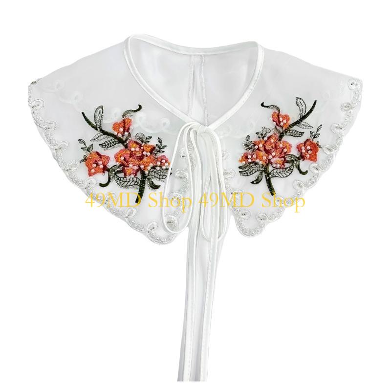 49MD Detachable False Collar Girls Clothes Accessory Half Shirt Oriental Flower