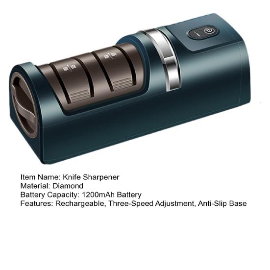 Electric Knife Sharpener Quick Sharpening Polishing Double Sided Knife Sharpener Anti-Slip Base Three-Speed Adjustment Household Knife Sharpener