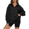 Womens Solid Color Sweatshirt With Pockets And Long Sleeves For Casual Wear