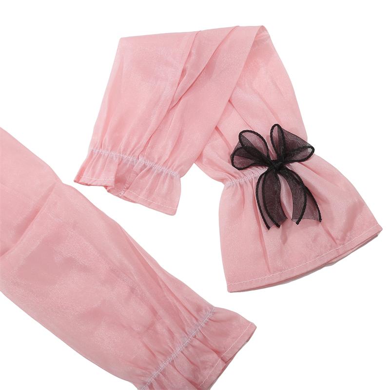 Sun Protection Arm Sleeves Fingerless Breathable Bow Ice Silk Sleeve Arm Covers Summer Arm Warmers Cycling