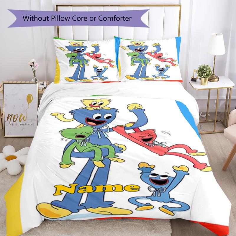 3pcs Custom Name Poppy Playtime Bedding Set Duvet Cover Closure Includes 1 Duvet Cover & 2 Pillowcases, Soft and Comfortable for All Seasons.