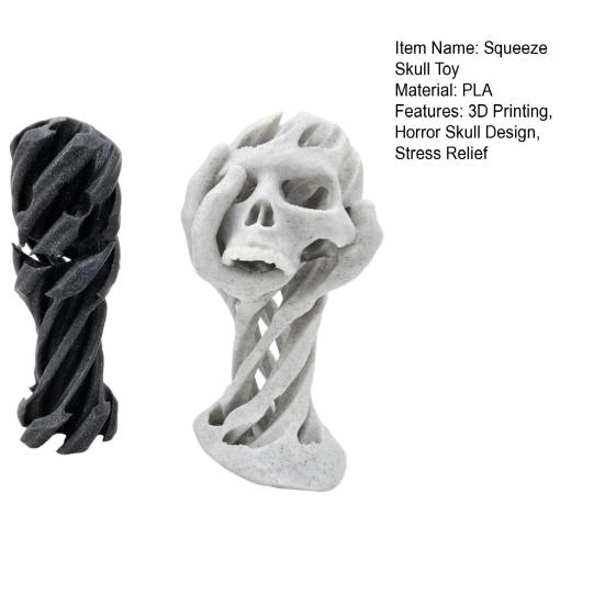 Skull Sensory Stress Toy 3D Printed Hand Skull Squishy Fidget Toy Halloween Anxiety Relief Desk Companion for Kids And Adults