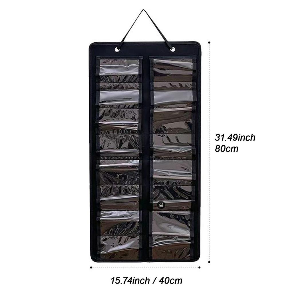 16 Slot Sunglasses Storage Hanging Bag, Wall Mounted Glasses Storage Rack, Foldable, Made of Felt and PVC Material
